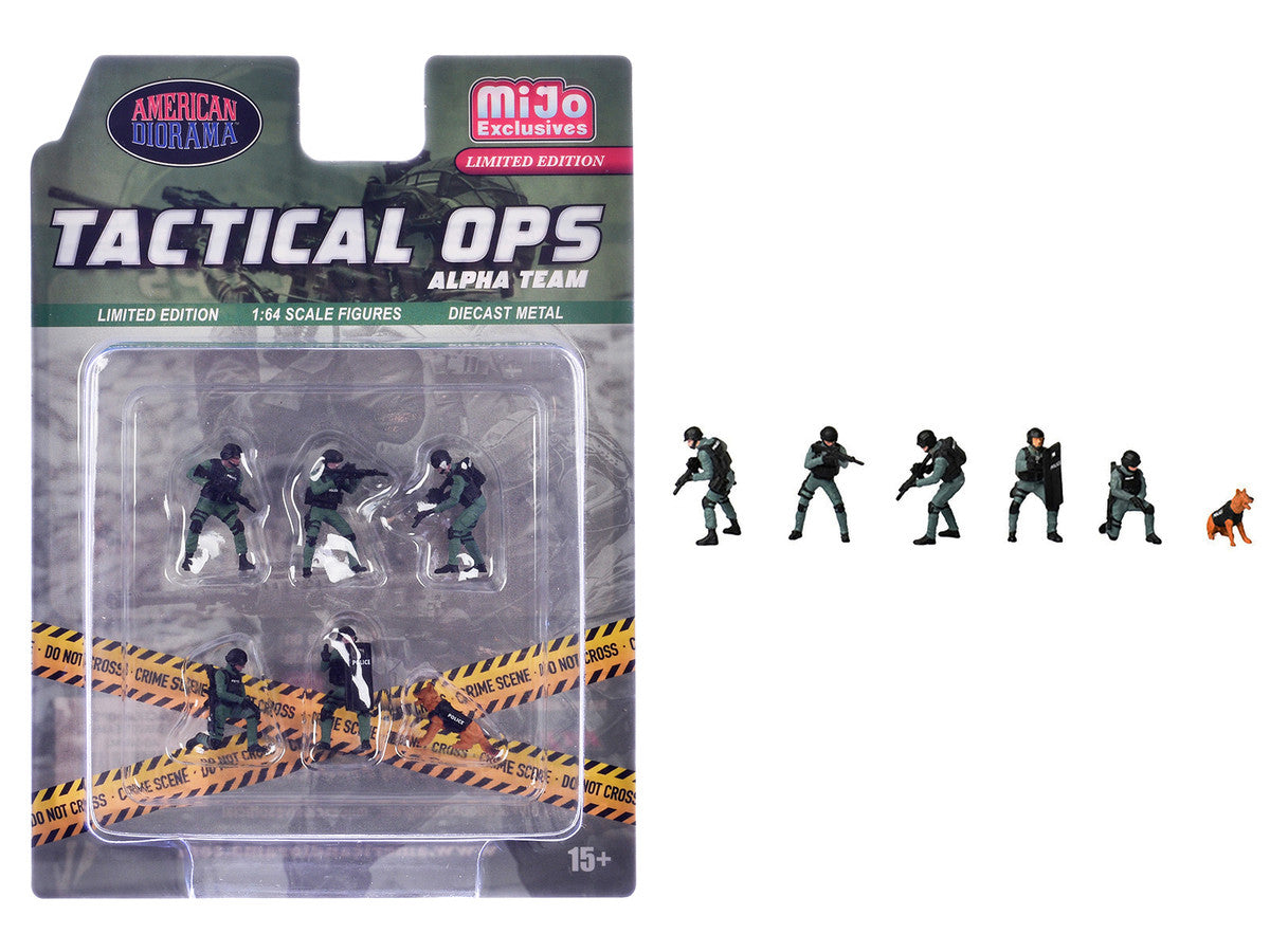 "Tactical Ops Alpha Team" 6 piece Diecast Figure Set (6 Figures) Limited Edition for 1/64 Scale Models by American Diorama-0
