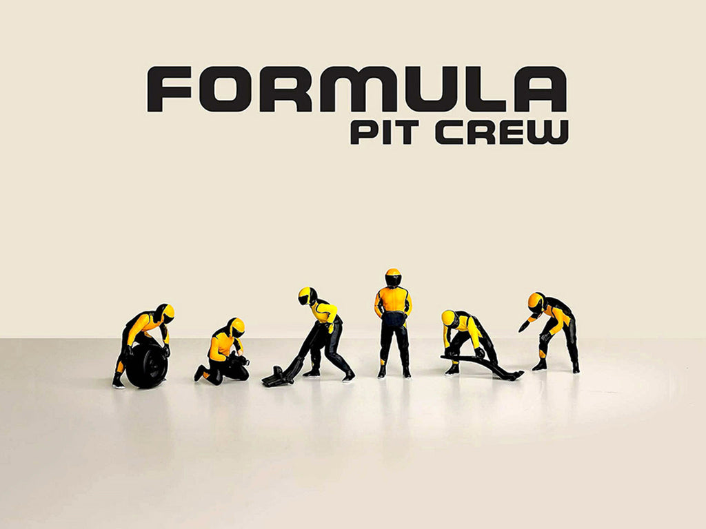 "Formula Pit Crew – Team Orange" 6 piece Diecast Figure Set (6 Figures) Limited Edition for 1/64 Scale Models by American Diorama-2