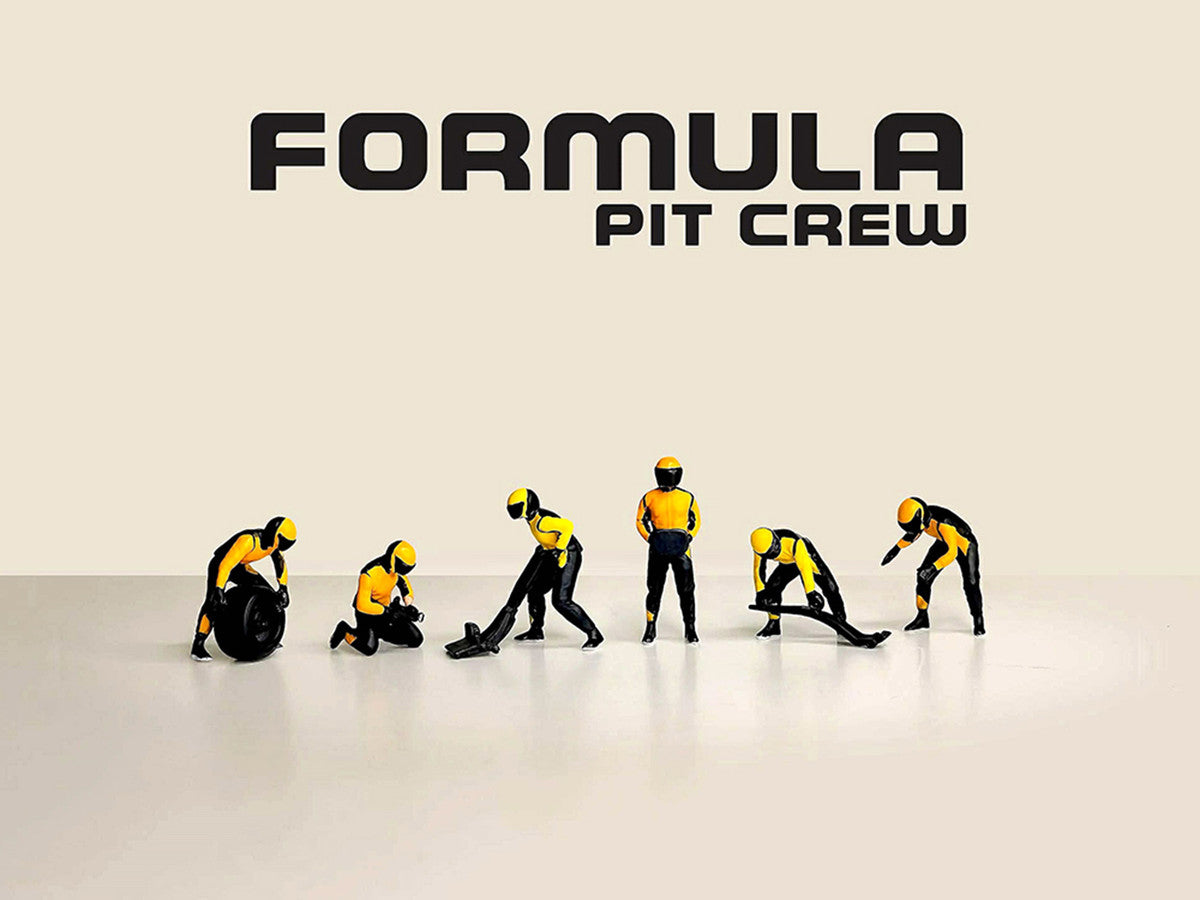 "Formula Pit Crew – Team Orange" 6 piece Diecast Figure Set (6 Figures) Limited Edition for 1/64 Scale Models by American Diorama-2