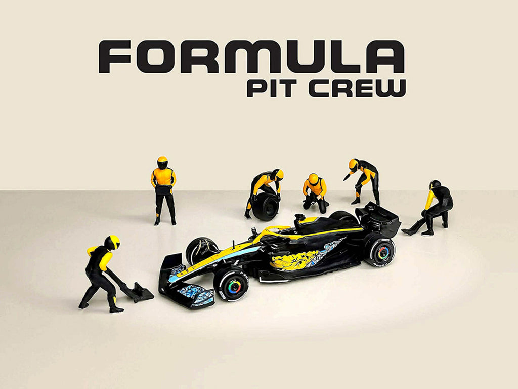 "Formula Pit Crew – Team Orange" 6 piece Diecast Figure Set (6 Figures) Limited Edition for 1/64 Scale Models by American Diorama-3