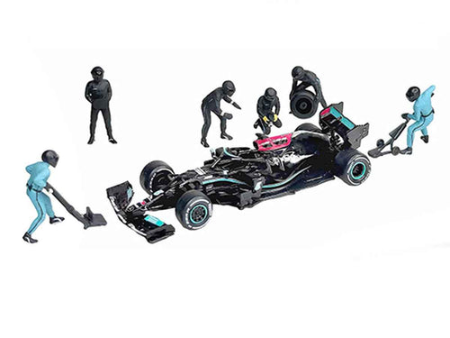 "Formula Pit Crew – Team Black" 6 piece Diecast Figure Set (6 Figures) Limited Edition for 1/64 Scale Models by American Diorama