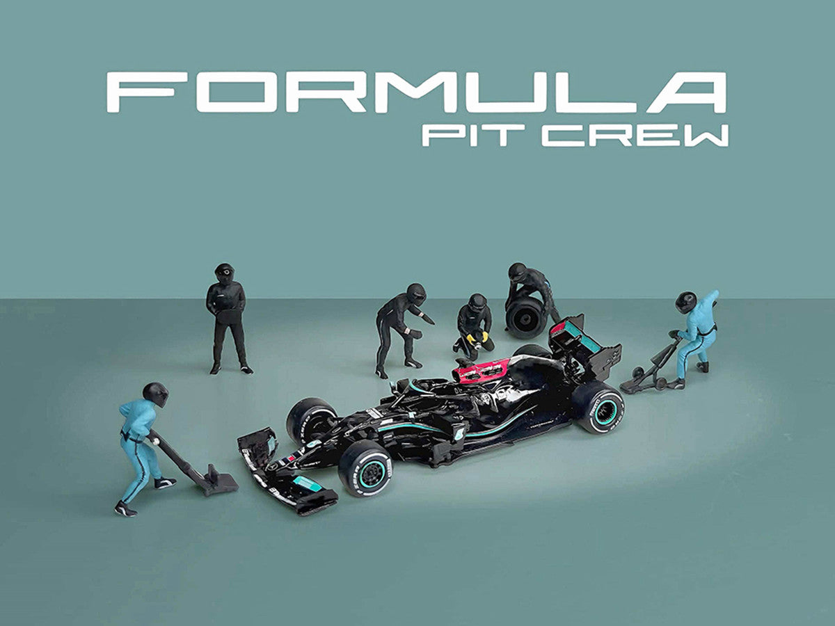 "Formula Pit Crew – Team Black" 6 piece Diecast Figure Set (6 Figures) Limited Edition for 1/64 Scale Models by American Diorama-2