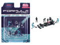 "Formula Pit Crew – Team Black" 6 piece Diecast Figure Set (6 Figures) Limited Edition for 1/64 Scale Models by American Diorama-0