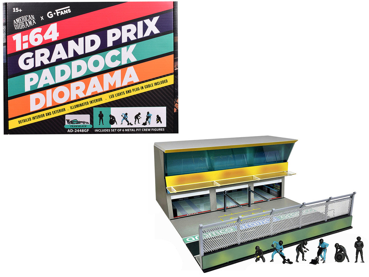 Grand Prix Paddock Diorama "Team Black" with LED Lights for 1/64 Scale Models by American Diorama-4