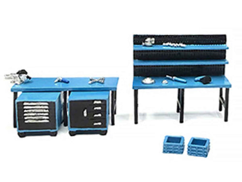 "Metal Tools" Set A Blue of 14 Pieces Limited Edition for 1/64 Scale Models by American Diorama