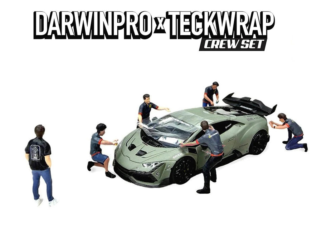 "DarwinPro x Teckwrap Crew" 6 piece Diecast Figure Set (6 Figures) Limited Edition for 1/64 Scale Models by American Diorama-2