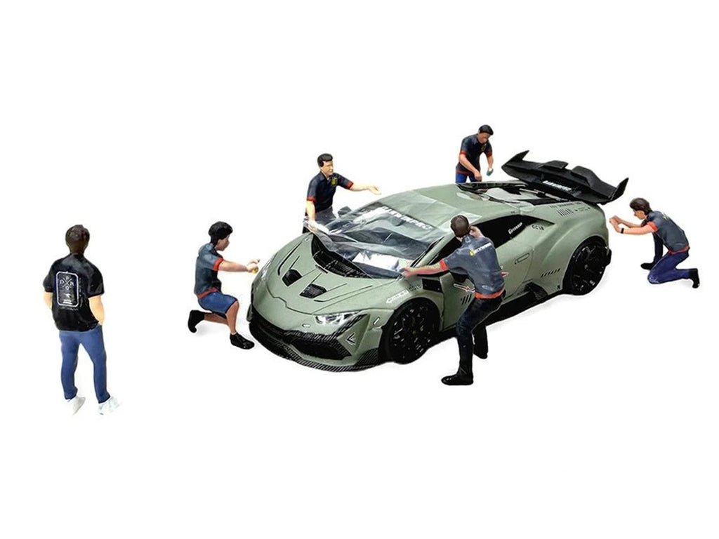 "DarwinPro x Teckwrap Crew" 6 piece Diecast Figure Set (6 Figures) Limited Edition for 1/64 Scale Models by American Diorama-1