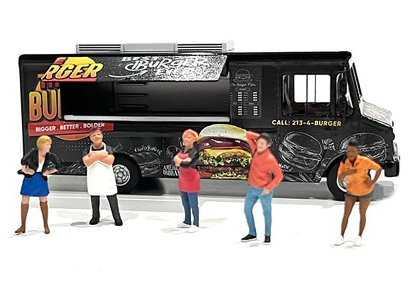Food Truck "The Burger Truck" Black with Graphics 1/64 Diecast Model by American Diorama-1