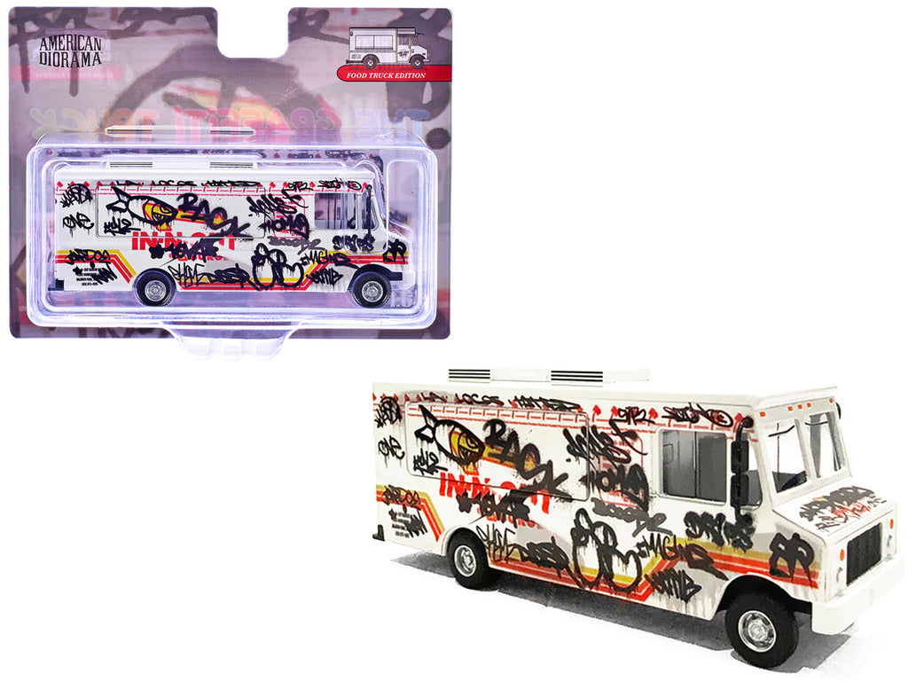 Food Truck "The Graffiti Truck" White with Graphics 1/64 Diecast Model by American Diorama-2