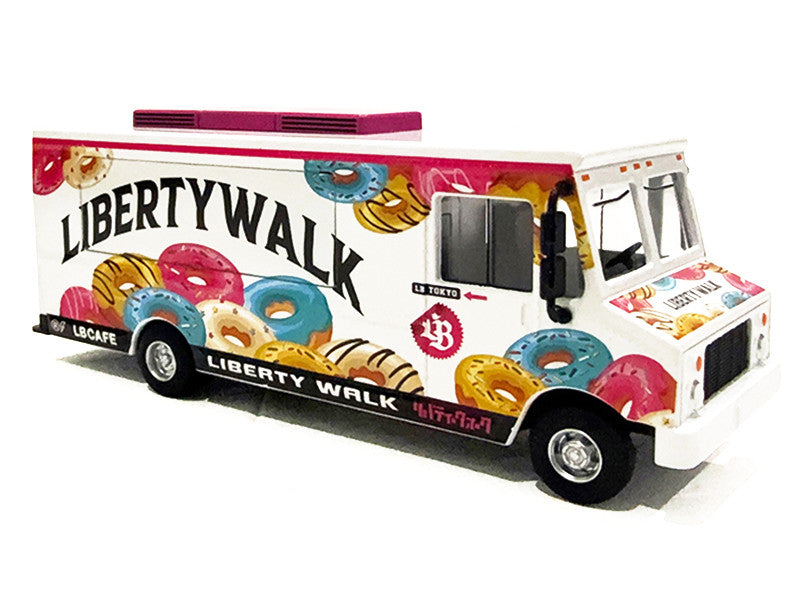 Food Truck "The LB Cafe Truck - Liberty Walk" White with Graphics 1/64 Diecast Model by American Diorama-0