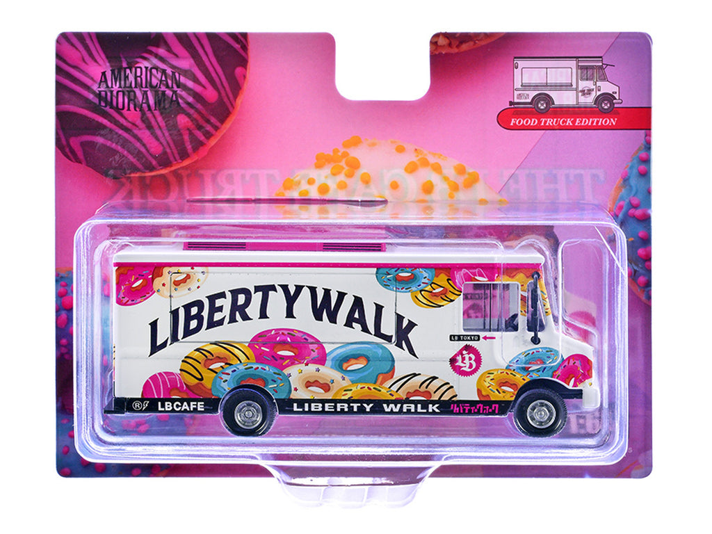 Food Truck "The LB Cafe Truck - Liberty Walk" White with Graphics 1/64 Diecast Model by American Diorama-1