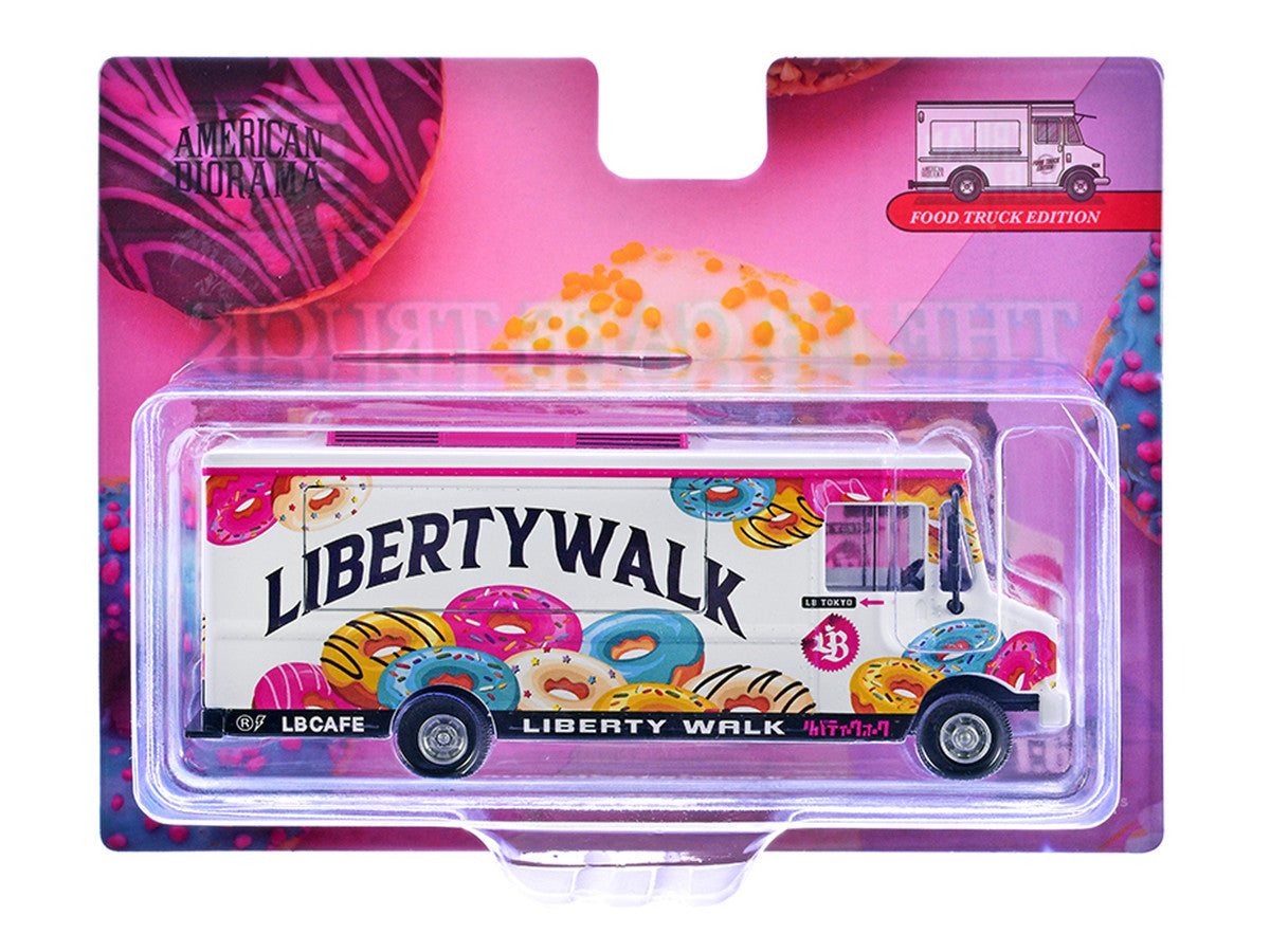 Food Truck "The LB Cafe Truck - Liberty Walk" White with Graphics 1/64 Diecast Model by American Diorama-1