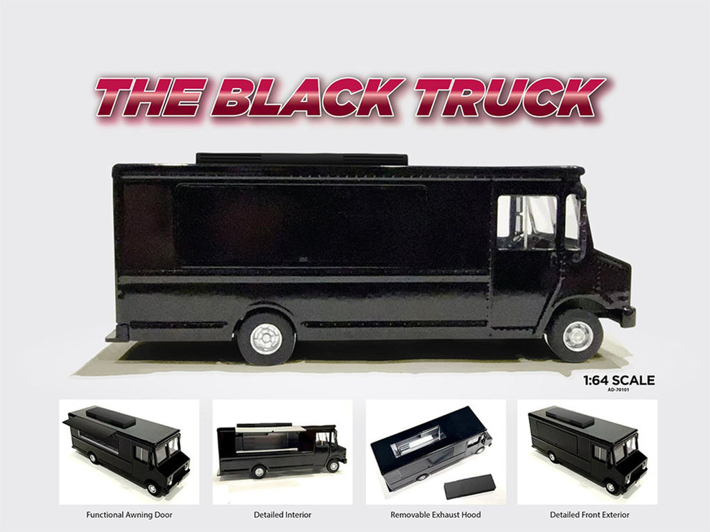 Food Truck Plain Black 1/64 Diecast Model by American Diorama-2