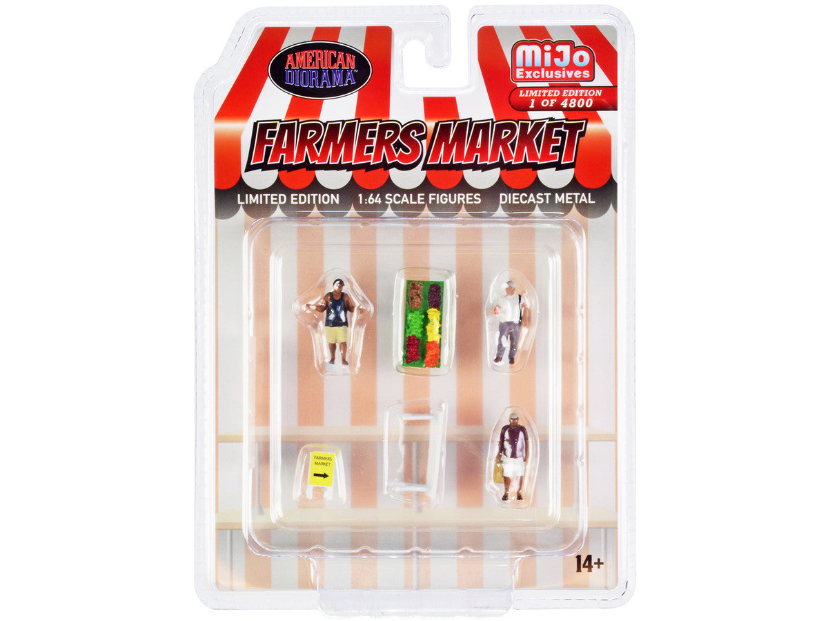 "Farmers Market" 6 piece Diecast Set (3 Figures and 3 Accessories) Limited Edition to 4800 pieces Worldwide for 1/64 Scale Models by American Diorama-0
