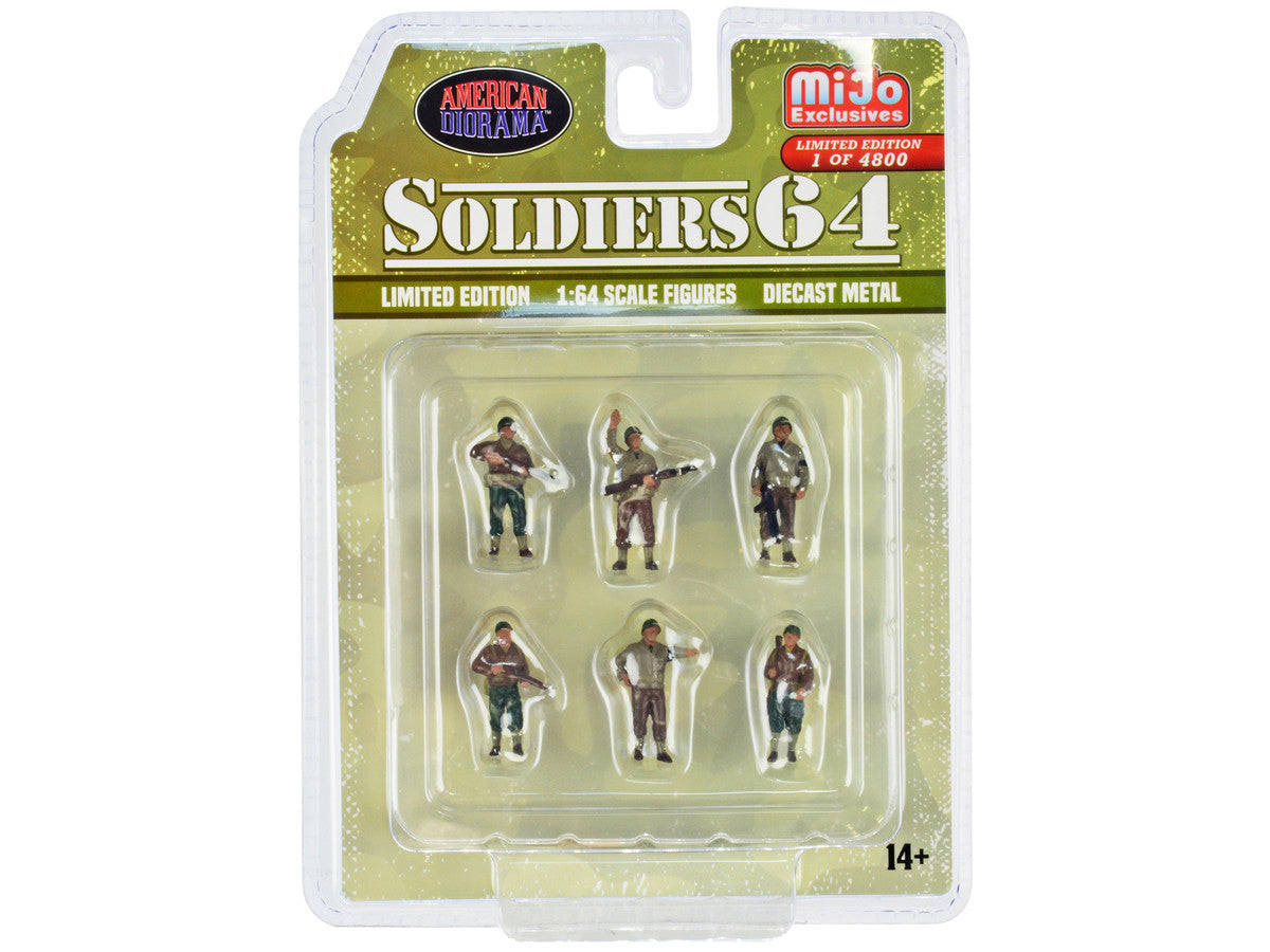 "Soldiers 64" 6 piece Diecast Set Military Figures Limited Edition to 4800 pieces Worldwide for 1/64 Scale Models by American Diorama-0