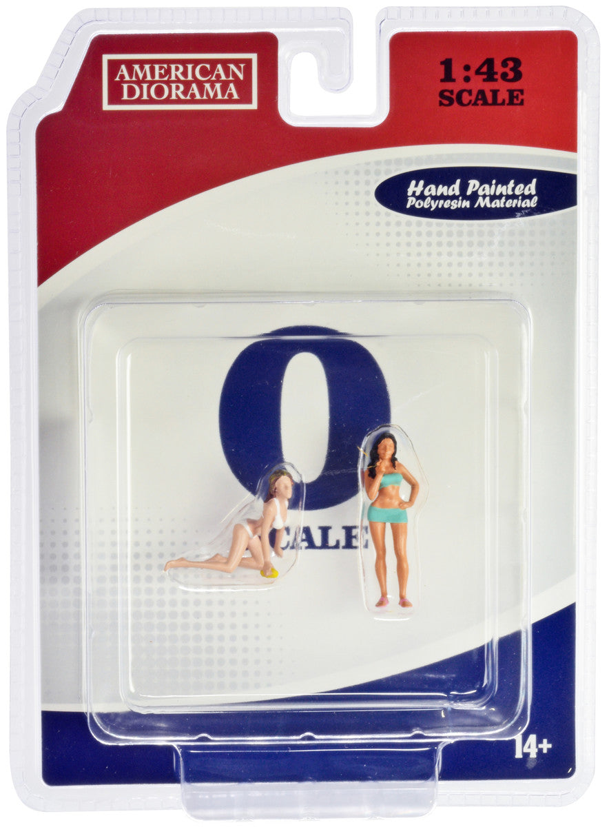 "Car Wash Girls" Set 1 Dorothy and Barbara 2 Piece Figure for 1/43 Scale Models by American Diorama-2