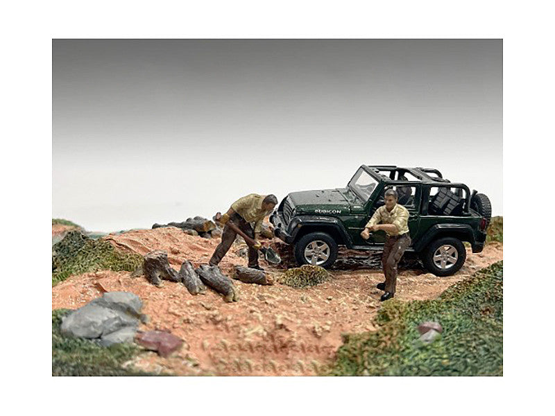 "4X4 Mechanics" 2 Piece Diecast Figure Set 2 for 1/43 Scale Models by American Diorama-0