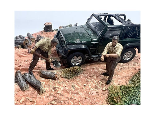 "4X4 Mechanics" 2 Piece Diecast Figure Set 2 for 1/43 Scale Models by American Diorama-1