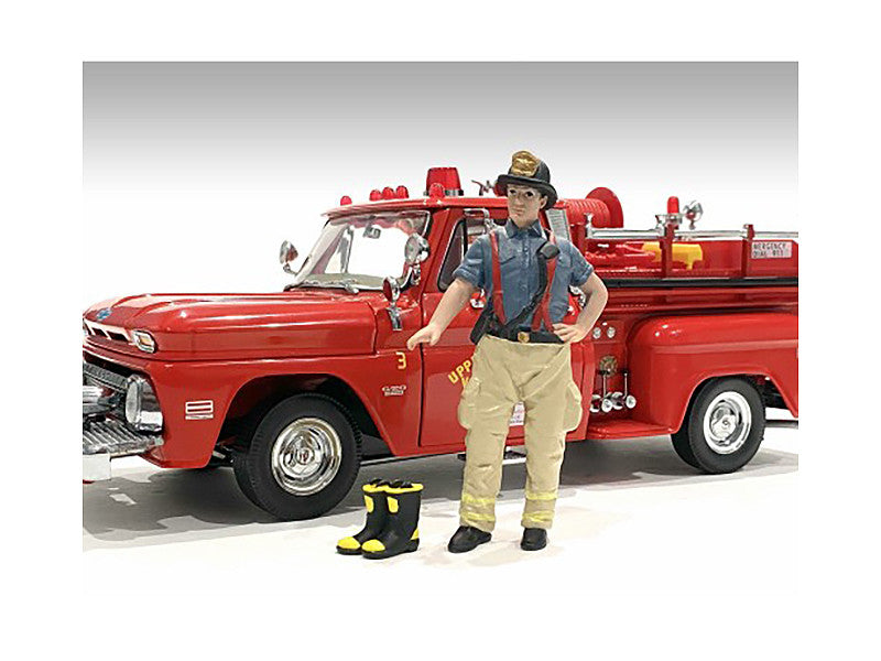 "Firefighters" Getting Ready Figure with Boots Accessory for 1/18 Scale Models by American Diorama-1