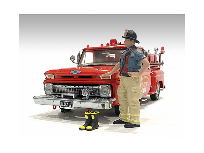 "Firefighters" Getting Ready Figure with Boots Accessory for 1/18 Scale Models by American Diorama-2