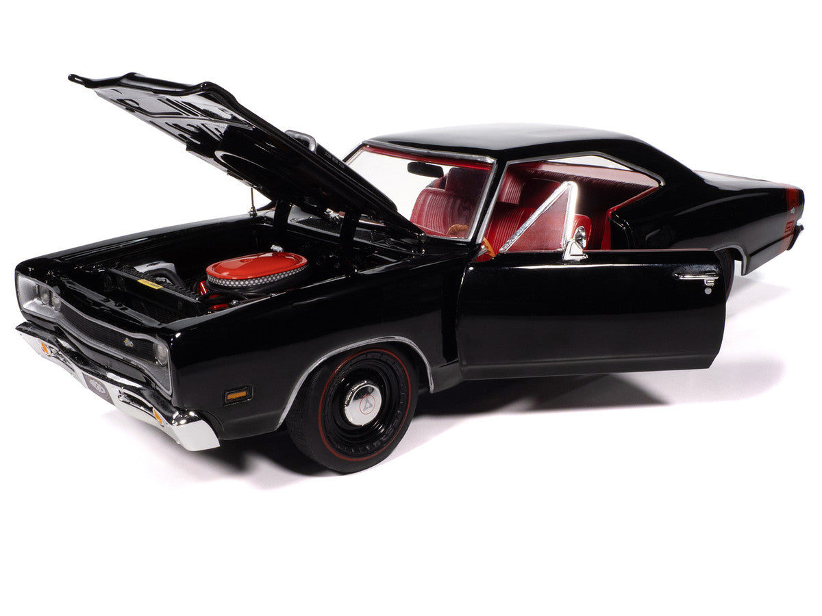 1969 Dodge Coronet Super Bee "Muscle Car & Corvette Nationals" (MCACN) Black with Red Interior "American Muscle" Series 1/18 Diecast Model Car by Auto World-1