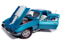1967 Chevrolet Corvette Stingray Light Blue Metallic with White Hood Stripe "American Muscle" Series 1/18 Diecast Model Car by Auto World-0