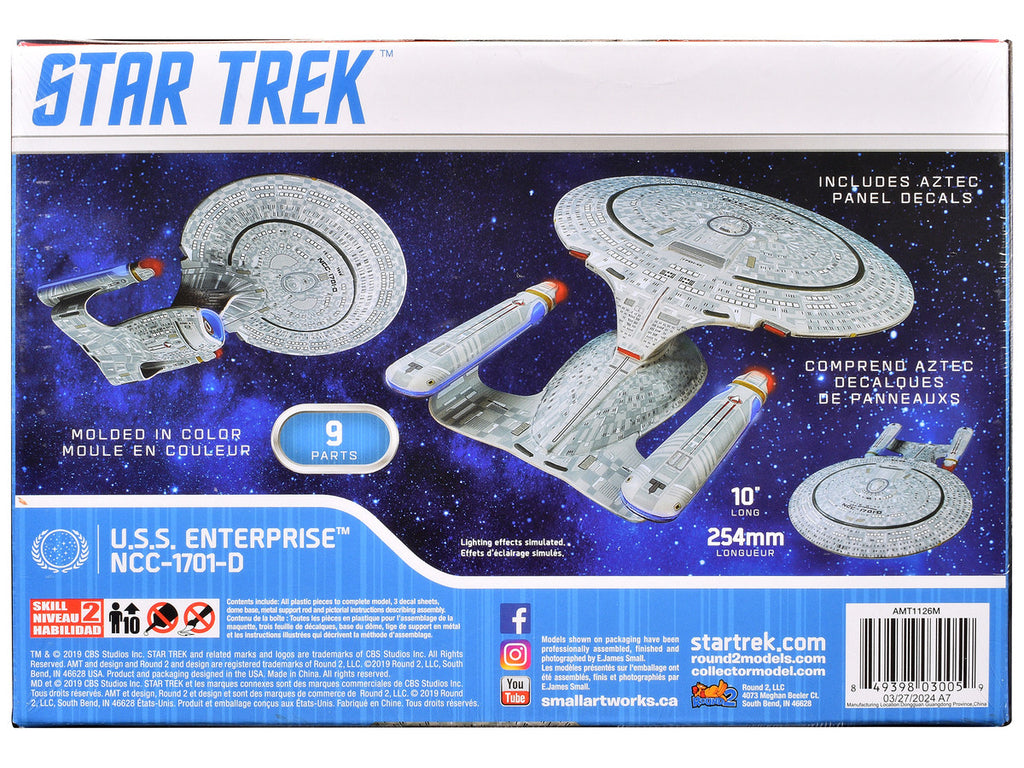Skill 2 Model Kit U.S.S. Enterprise NCC-1701-D Space Ship "Star Trek: The Next Generation" (1987) TV Series 1/2500 Scale Model by AMT-2