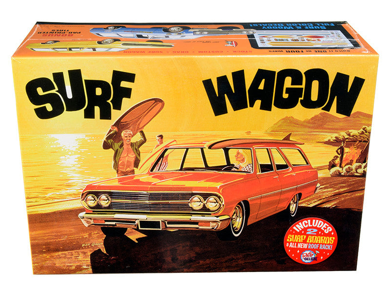 Skill 2 Model Kit 1965 Chevrolet Chevelle "Surf Wagon" with Two Surf Boards 4 in 1 Kit 1/25 Scale Model by AMT-0