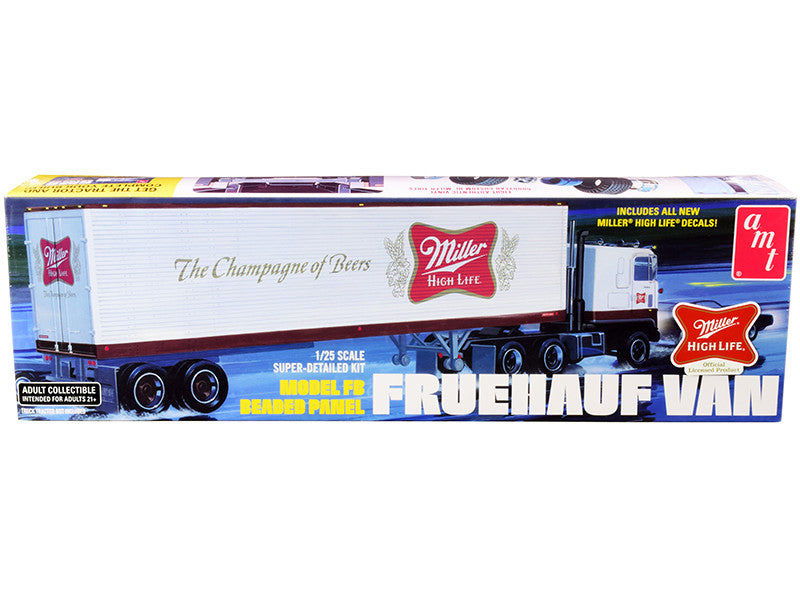Skill 3 Model Kit Fruehauf FB Beaded Panel Van Trailer "Miller" 1/25 Scale Model by AMT-0
