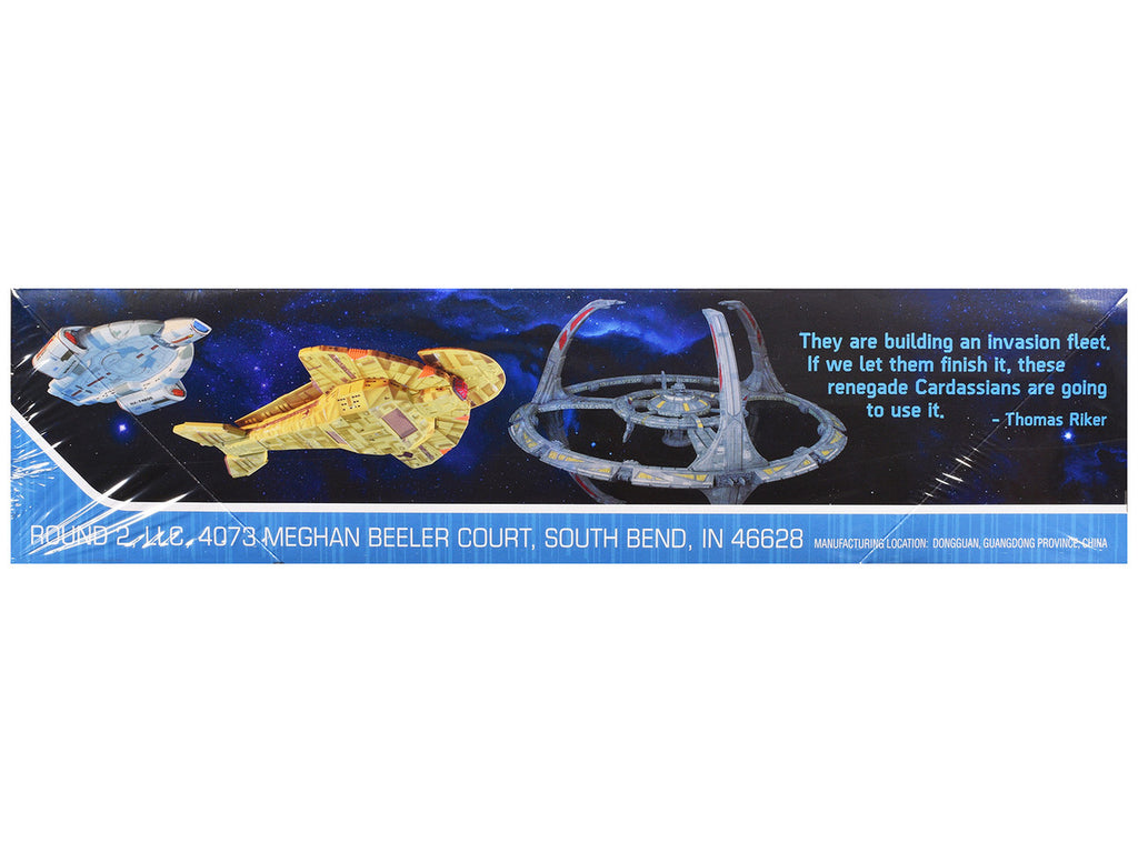 Skill 2 Model Kit Deep Space 9 Space Station with USS Defiant NX-74205 Space Ship and Cadassian Keldon-Class Cruiser "Star Trek: Deep Space Nine" (1993-1999) TV Series 1/3300 Scale Model by AMT-1