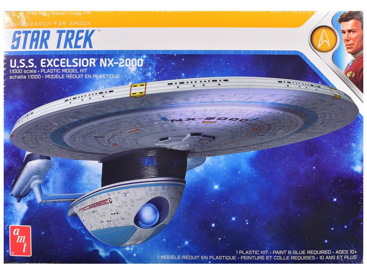 Skill 2 Model Kit U.S.S. Excelsior NX-2000 Space Ship "Star Trek III: The Search for Spock" (1984) Movie 1/1000 Scale Model by AMT-0