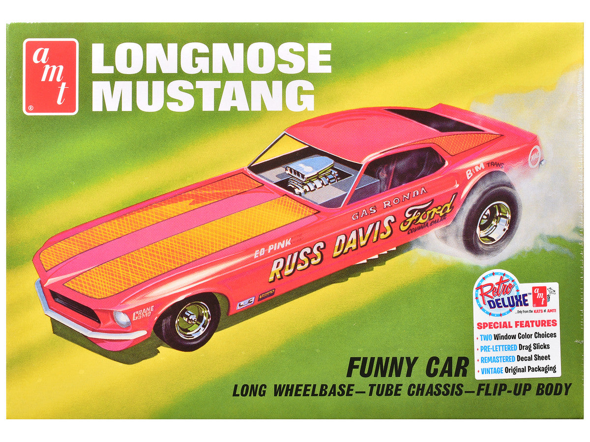 Skill 2 Model Kit 1969 Ford Mustang Longnose Funny Car "Gas Ronda" 1/25 Scale Model by AMT-3