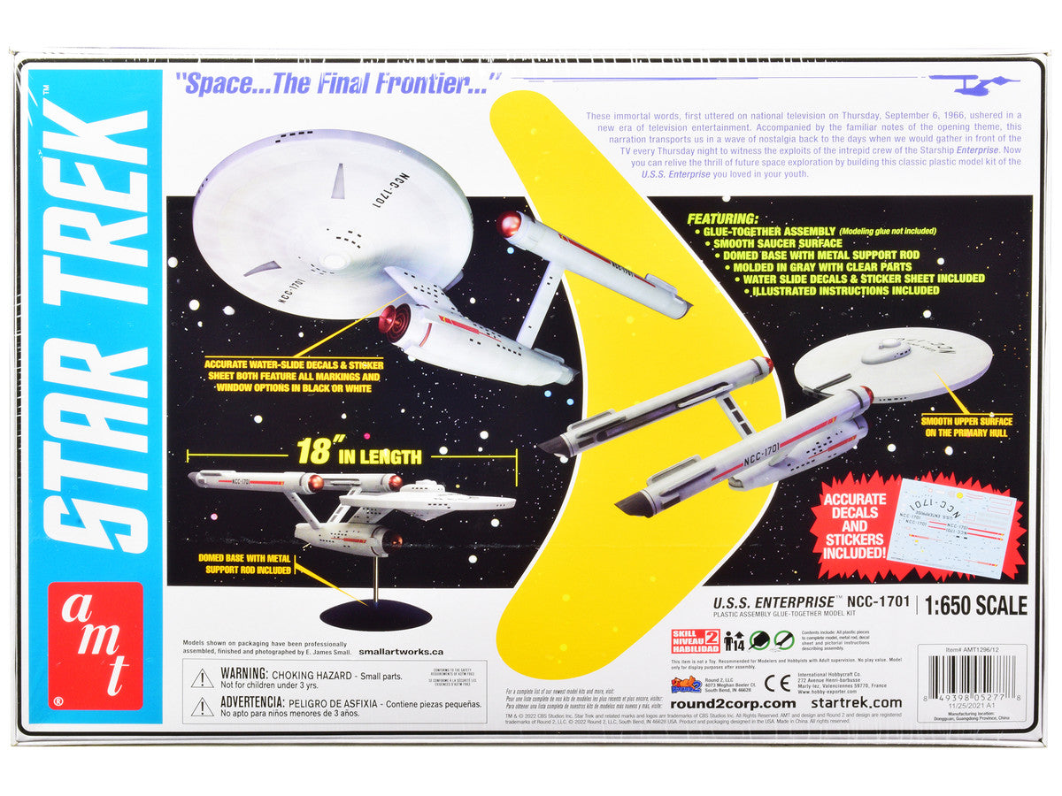 Skill 2 Model Kit U.S.S. Enterprise NCC-1701 Space Ship "Star Trek" 1/650 Scale Model by AMT-3