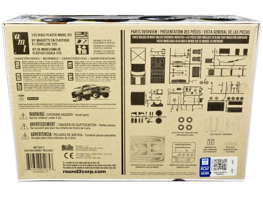 Skill 2 Model Kit Ford Bronco 4X4 "Wild Hoss" 1/25 Scale Model by AMT-3