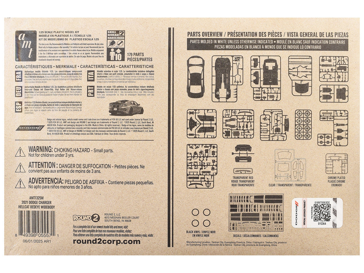 Skill 2 Model Kit 2021 Dodge Charger Hellcat Redeye Widebody 1/25 Scale Model by AMT-2