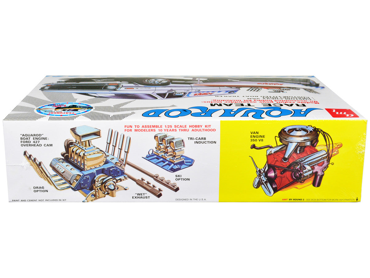 Skill 2 Model Kit Chevrolet Custom Van with Drag/Ski Boat and Trailer "Aqua Rod Race Team" 1/25 Scale Model by AMT-1