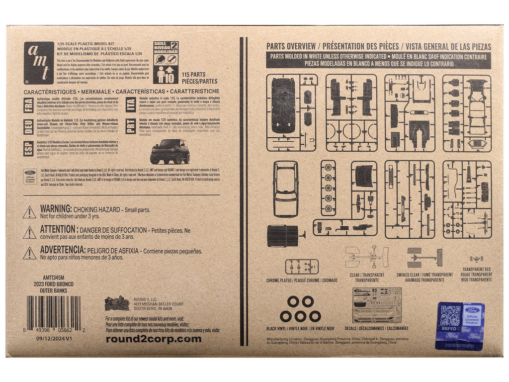 Skill 2 Model Kit 2023 Ford Bronco Outer Banks 1/25 Scale Model by AMT-3