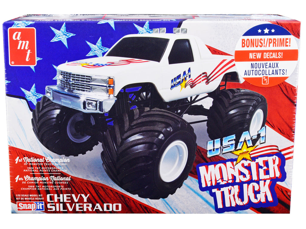 Skill 1 Snap Model Kit Chevrolet Silverado "USA-1" Monster Truck 1/32 Scale Model by AMT-0
