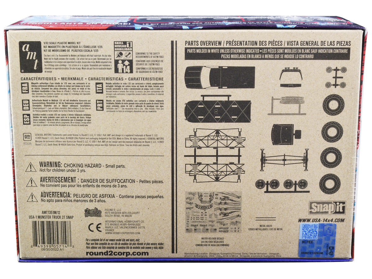 Skill 1 Snap Model Kit Chevrolet Silverado "USA-1" Monster Truck 1/32 Scale Model by AMT-3