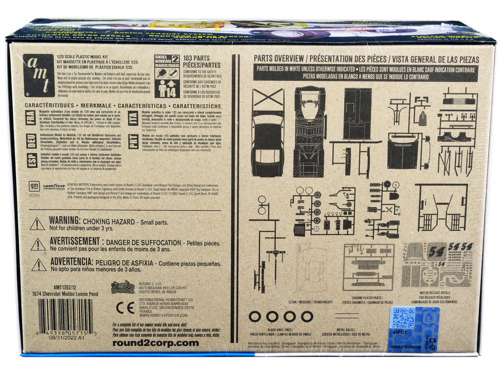 Skill 2 Model Kit 1974 Chevrolet Malibu Stock Car #54 Lennie Pond 1/25 Scale Model by AMT-3