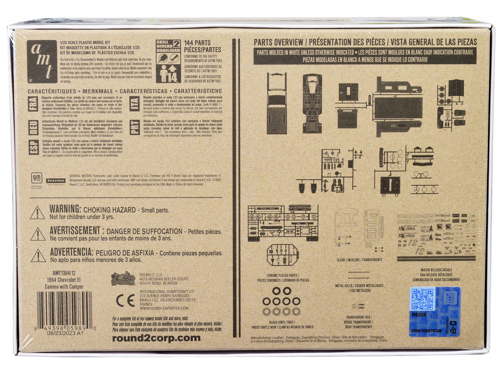 Skill 2 Model Kit 1965 Chevrolet El Camino with Camper 3-in-1 Kit 1/25 Scale Model by AMT-3