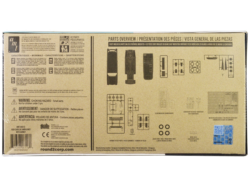 Skill 2 Model Kit 1959 Cadillac Ambulance with Gurney Accessory 1/25 Scale Model by AMT-3