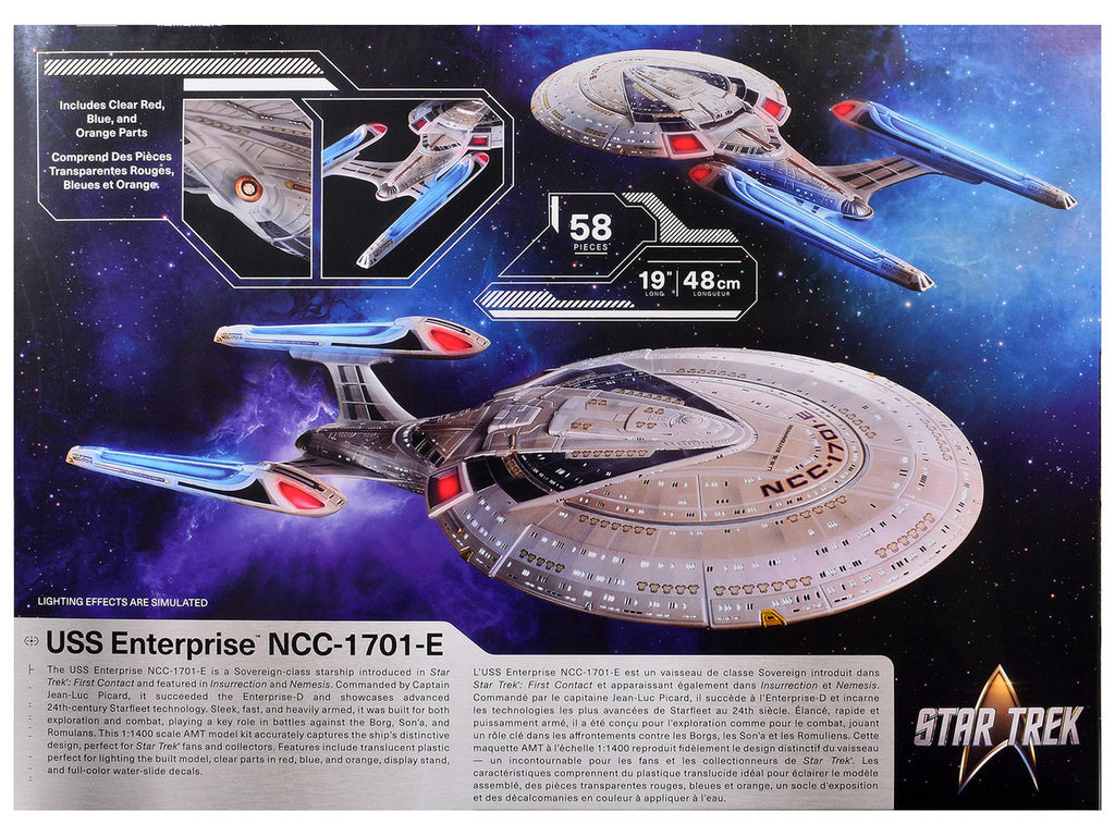 Skill 2 Model Kit U.S.S. Enterprise NCC-1701-E Space Ship "Star Trek: First Contact" (1996) Movie 1/1400 Scale Model by AMT-2