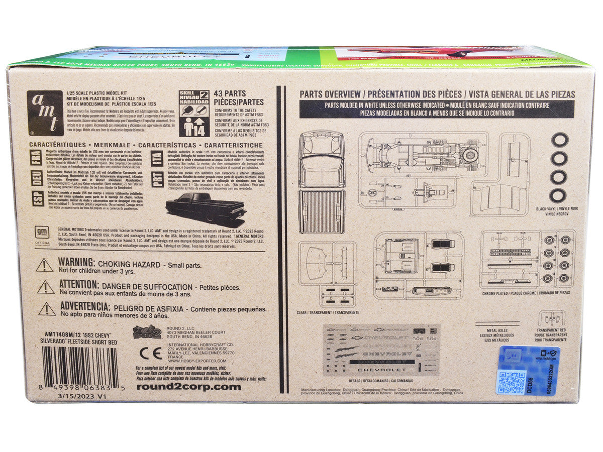 Skill 2 Model Kit 1992 Chevrolet Silverado C1500 Fleetside Short Bed Pickup Truck "Easy Build" 1/25 Scale Model by AMT-3