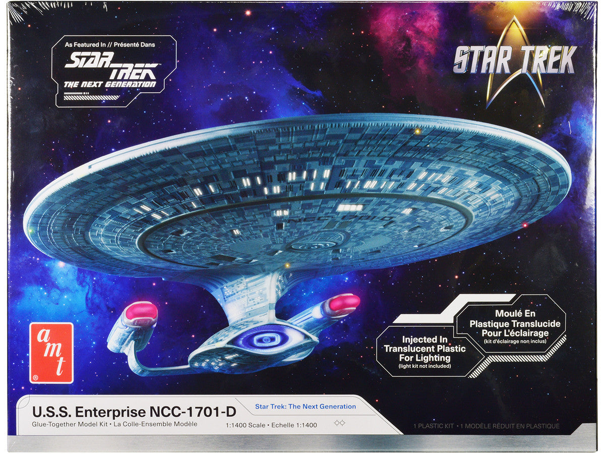 Skill 2 Model Kit U.S.S. Enterprise NCC-1701-D Space Ship "Star Trek: The Next Generation" (1987-1994) TV Series 1/1400 Scale Model by AMT-0