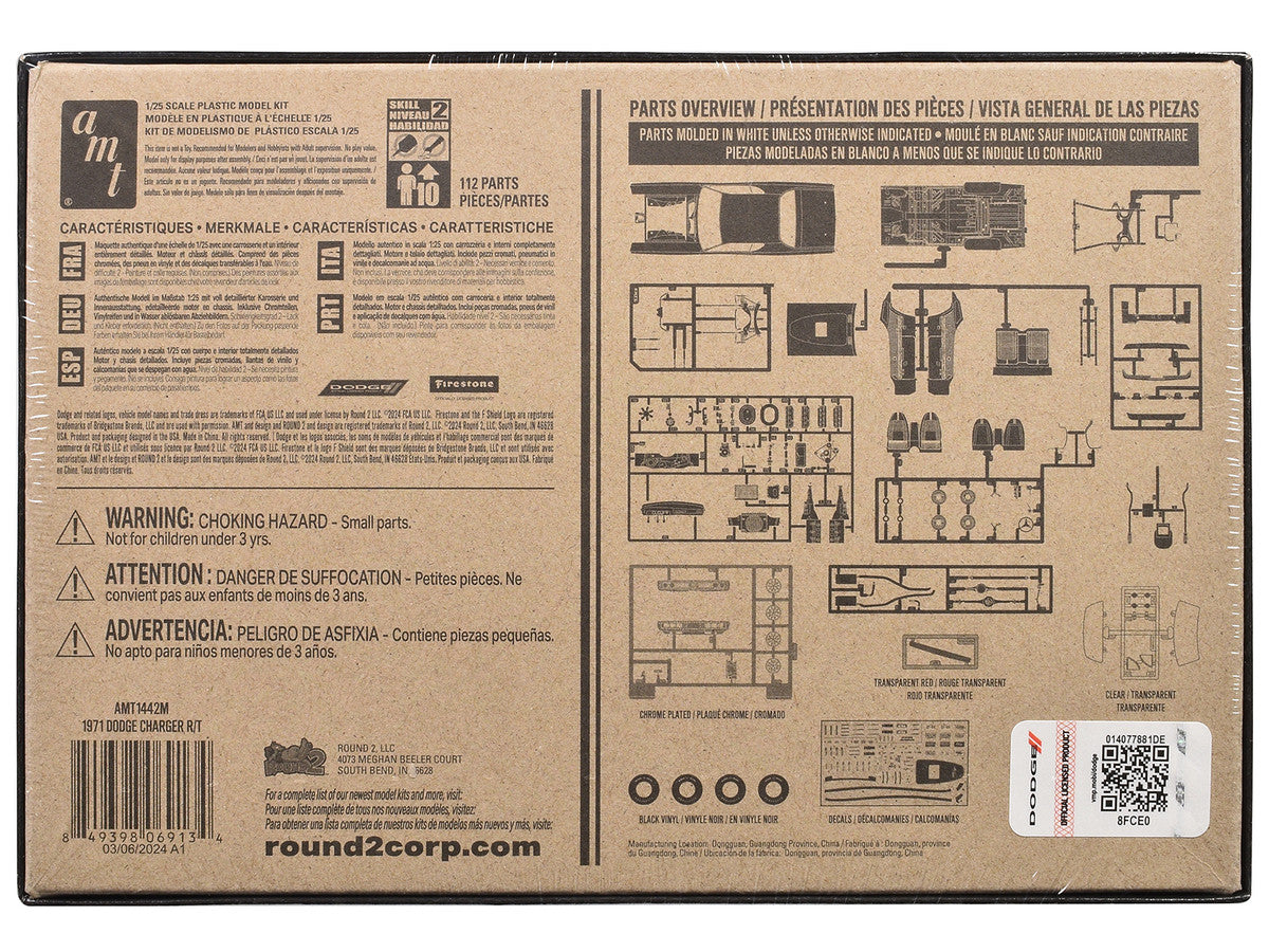 Skill 2 Model Kit 1971 Dodge Charger R/T 1/25 Scale Model by AMT-2
