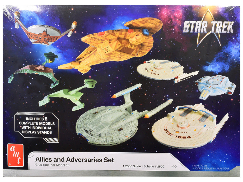 Skill 2 Model Kit Allies and Adversaries Space Ship Set "Star Trek" Franchise 1/2500 Scale Model by AMT-0