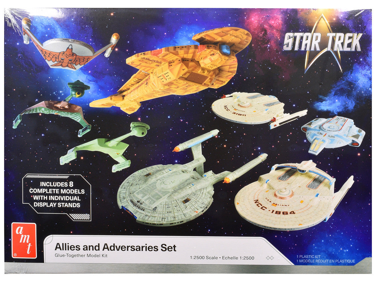 Skill 2 Model Kit Allies and Adversaries Space Ship Set "Star Trek" Franchise 1/2500 Scale Model by AMT-0