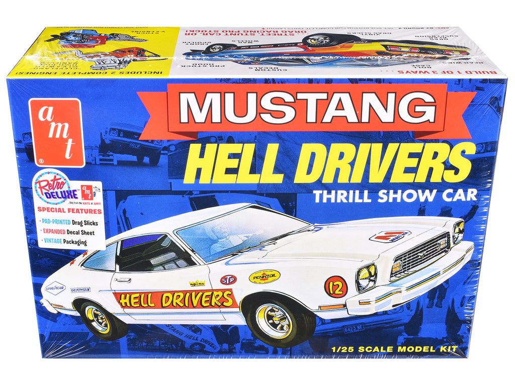 Skill 2 Model Kit 1977 Ford Mustang "Hell Drivers" Thrill Show Car 1/25 Scale Model by AMT-0