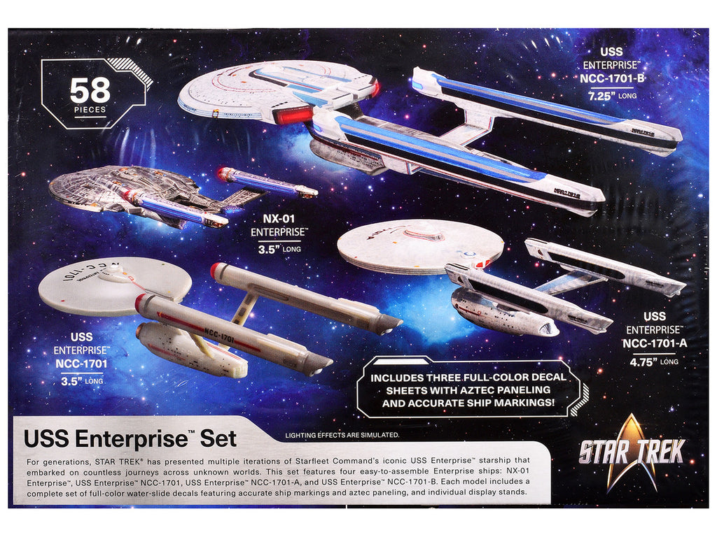 Skill 2 Model Kit U.S.S. Enterprise Four Ship Set "Star Trek" 1/2500 Scale Model by AMT-3